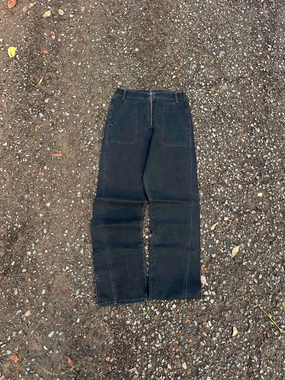 Vintage zipped baggy washed denim