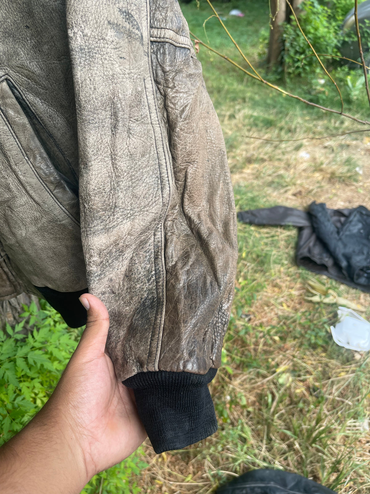 Extremely extremely rare washed cowhide genuine leather late 90s Planet Hollywood gull grain leather jacket