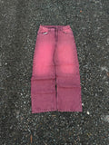 Vintage Wined Red Washed Baggy Wide Leg Denim (Rare)