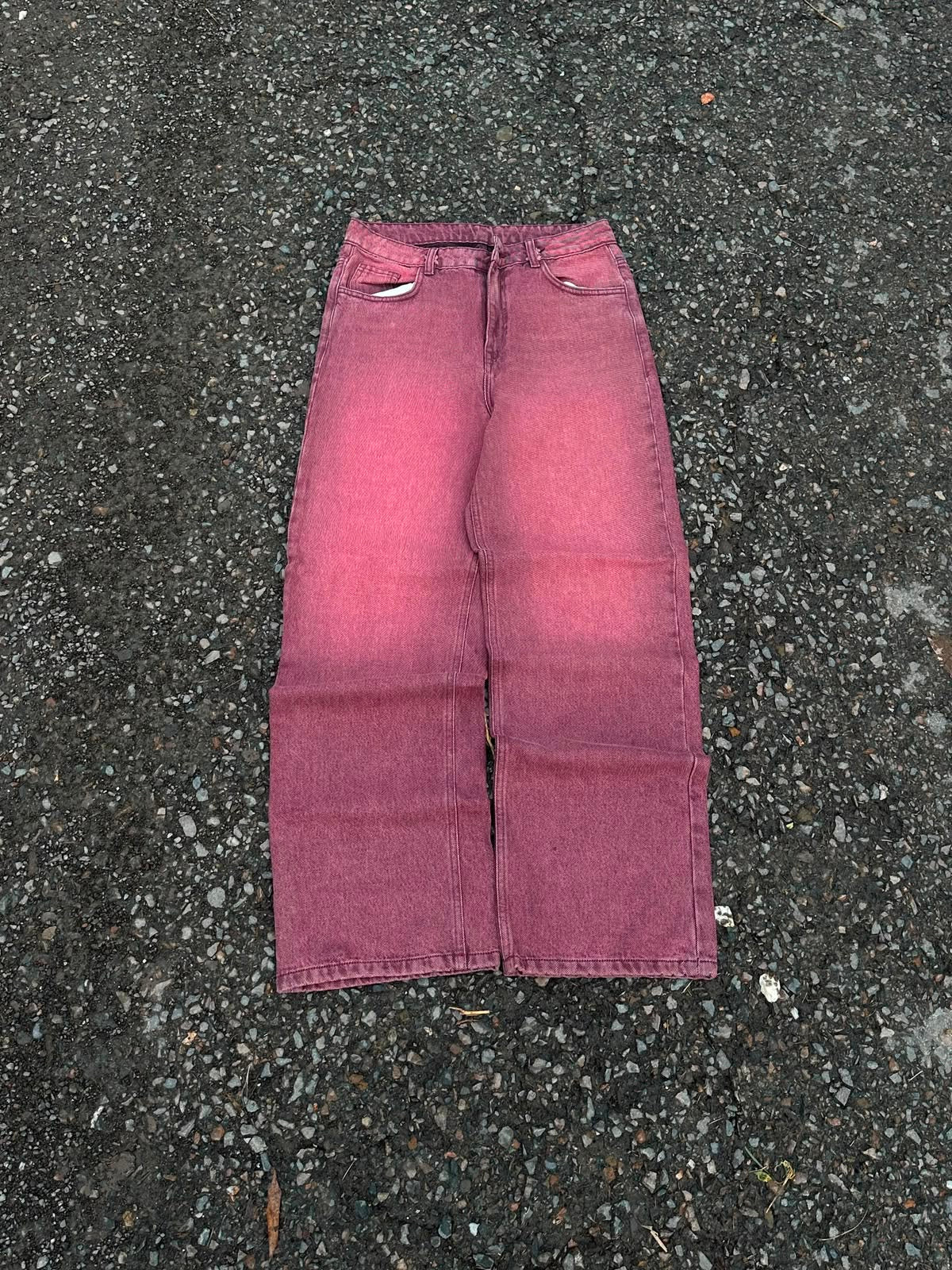Vintage Wined Red Washed Baggy Wide Leg Denim (Rare)