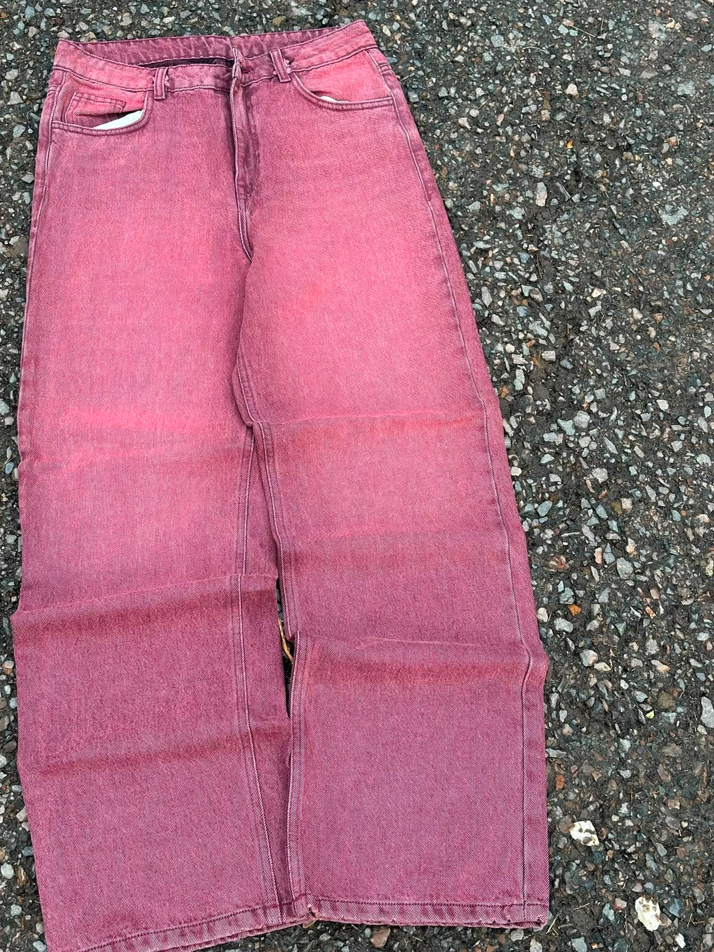 Vintage Wined Red Washed Baggy Wide Leg Denim (Rare)