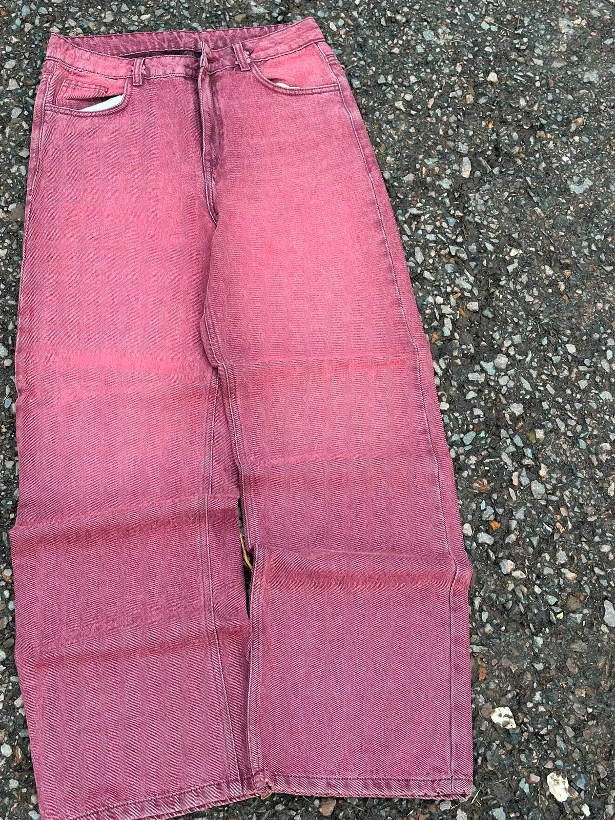 Vintage Wined Red Washed Baggy Wide Leg Denim (Rare)