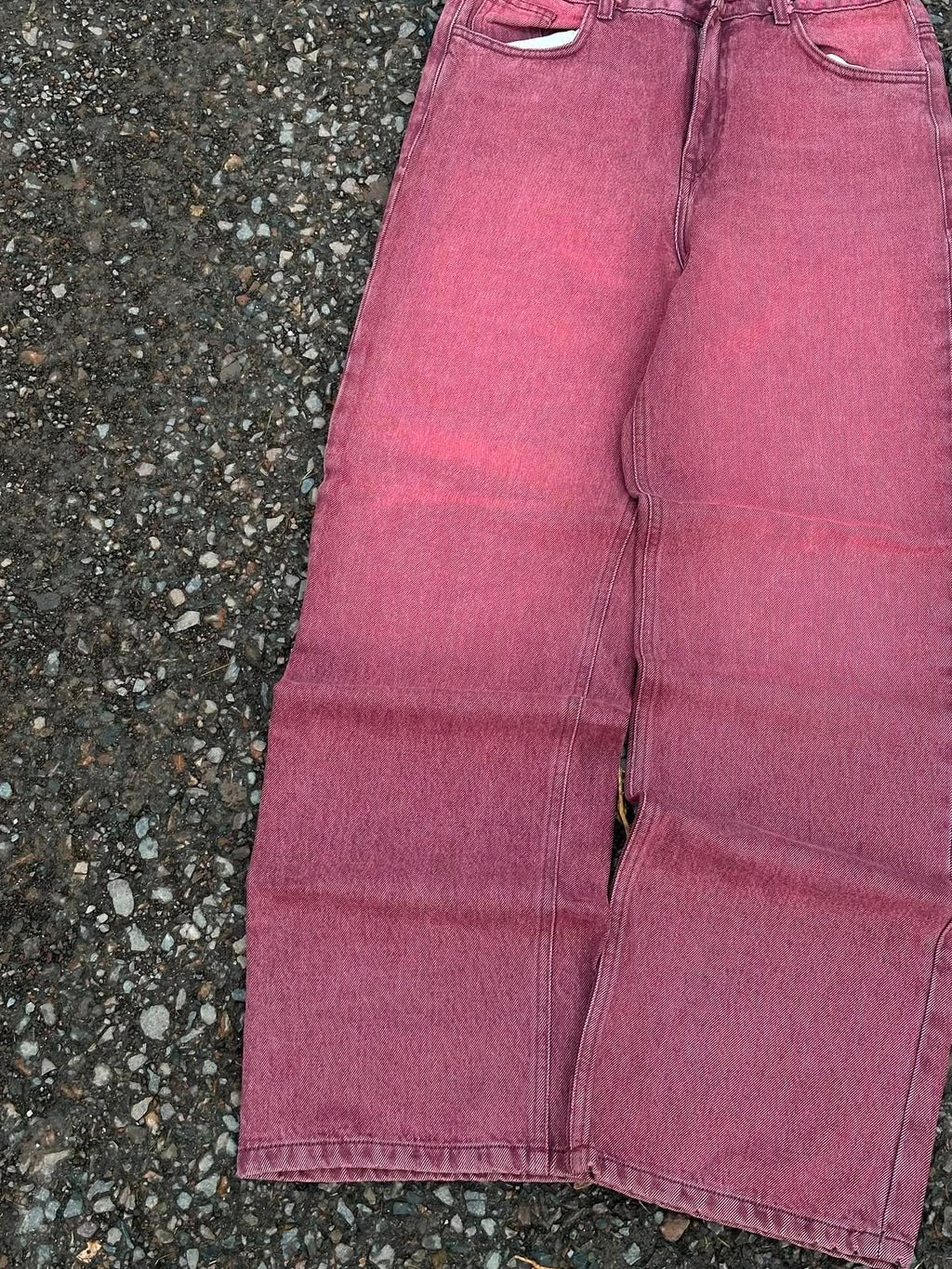 Vintage Wined Red Washed Baggy Wide Leg Denim (Rare)