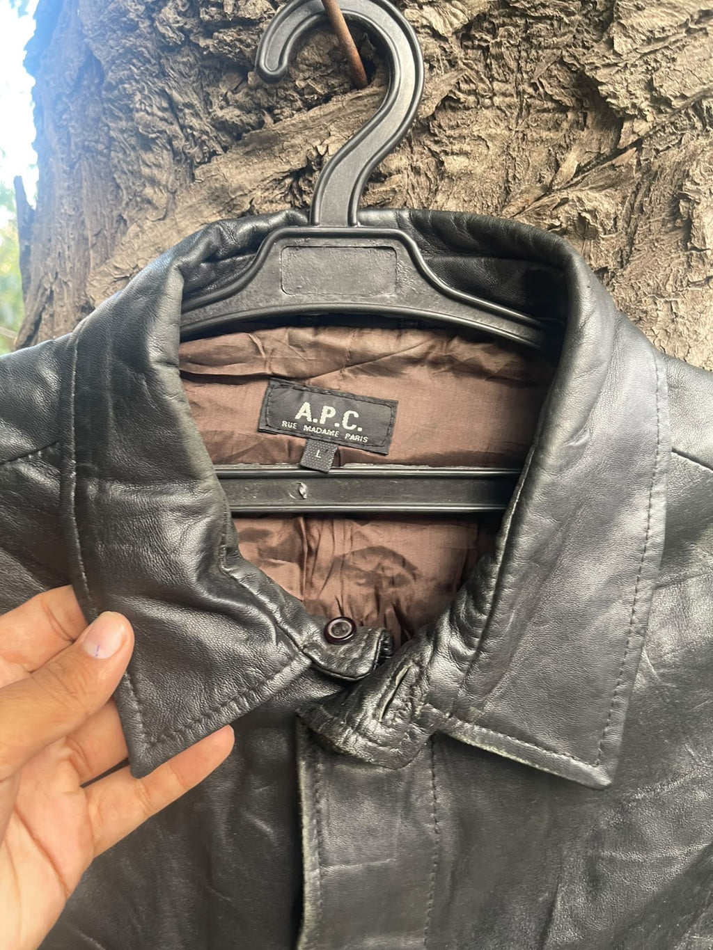 Vintage APC black genuine soft leather jacket