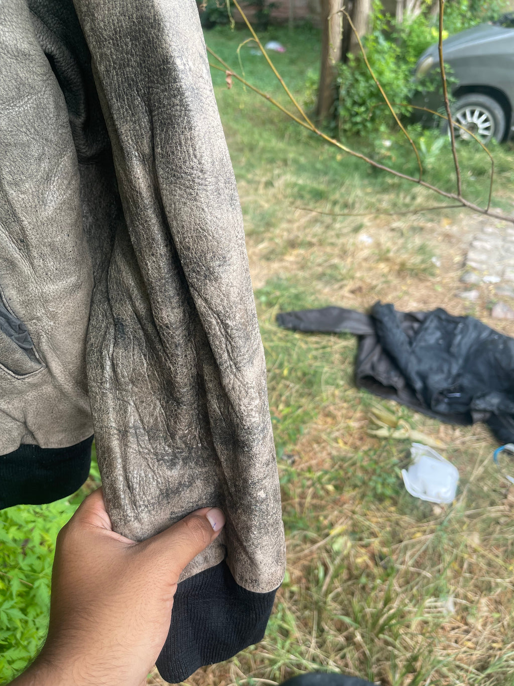 Extremely extremely rare washed cowhide genuine leather late 90s Planet Hollywood gull grain leather jacket
