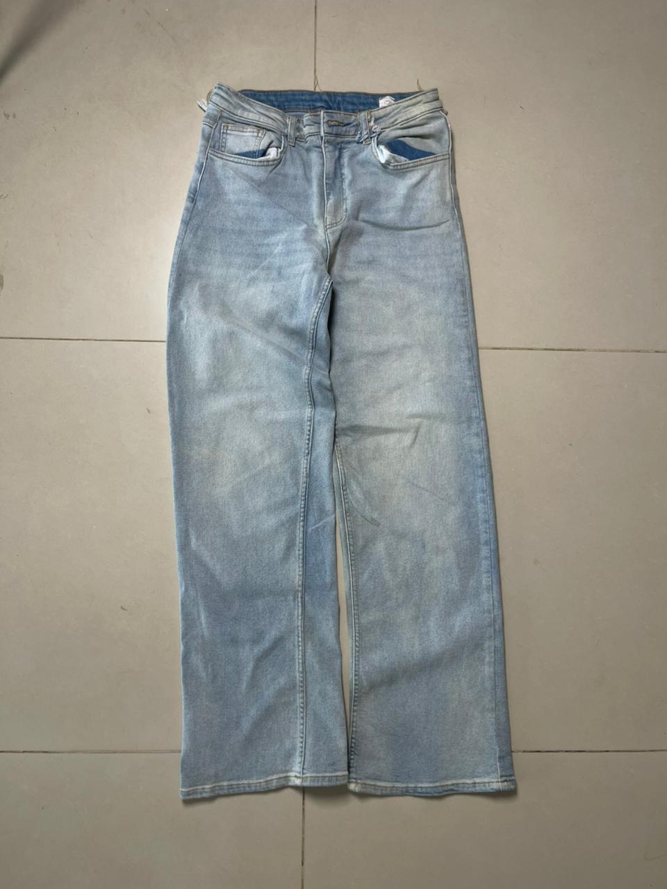 Vintage washed straight leg denim