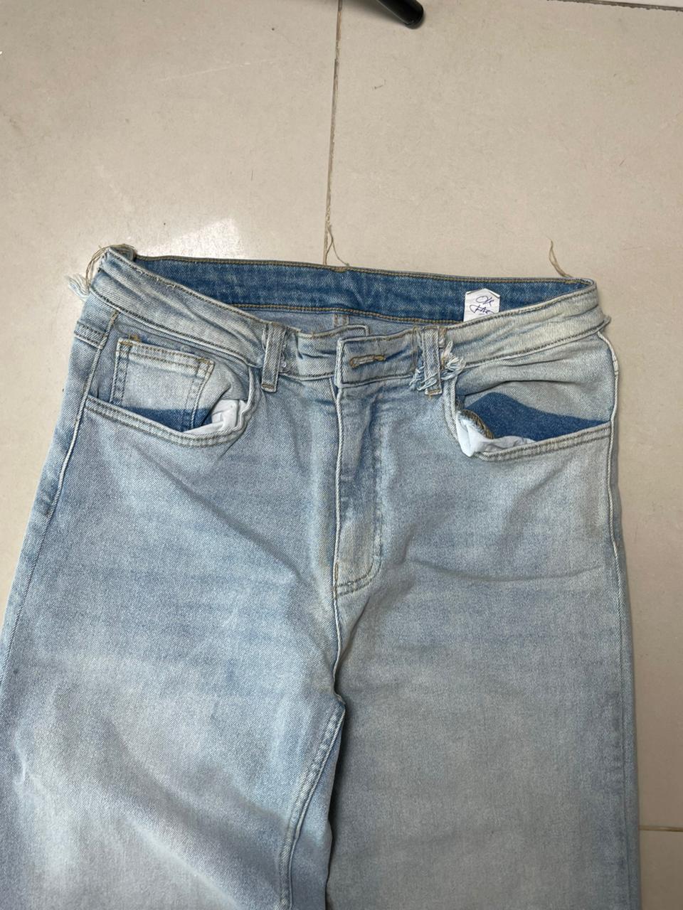 Vintage washed straight leg denim