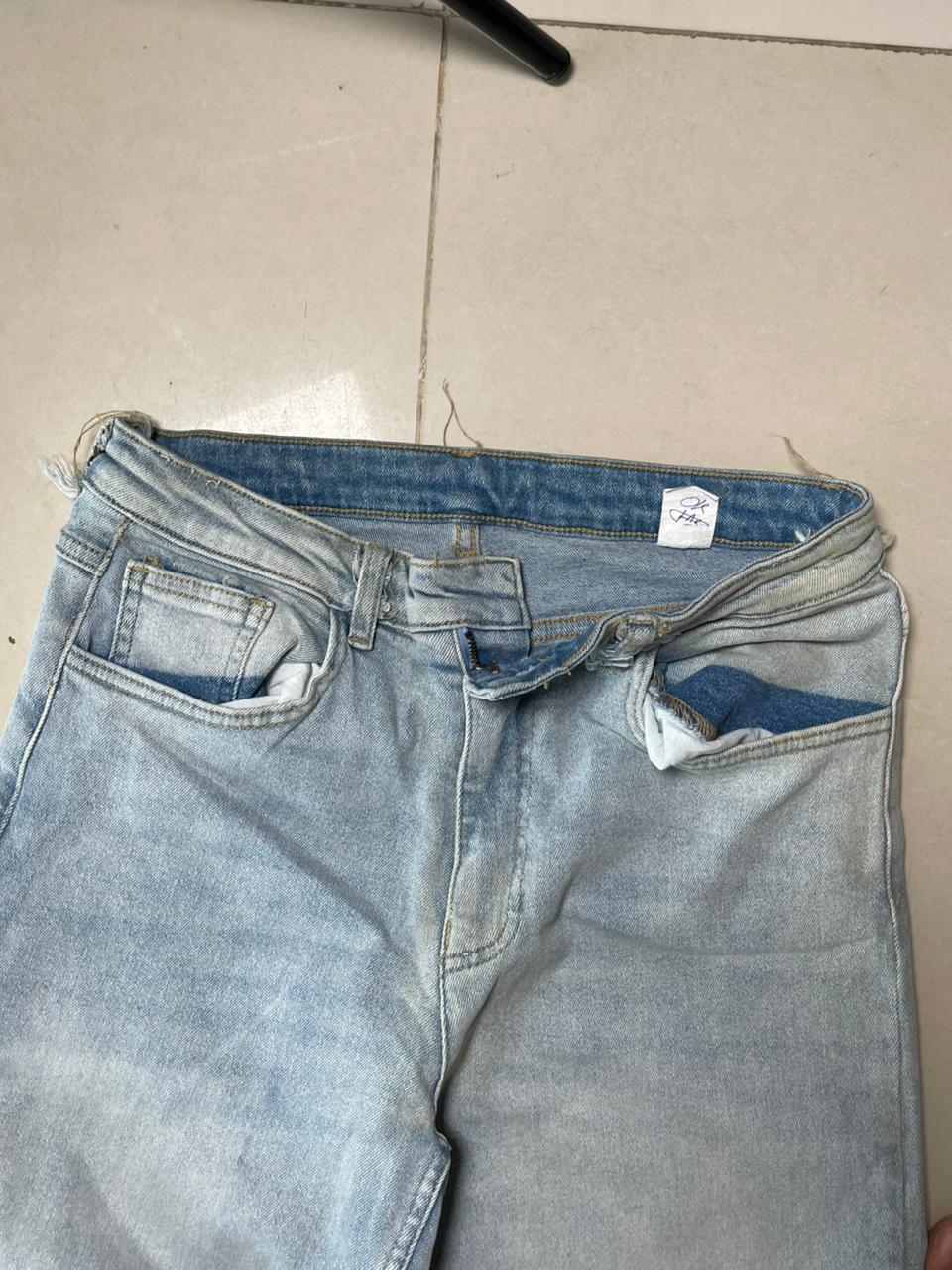Vintage washed straight leg denim