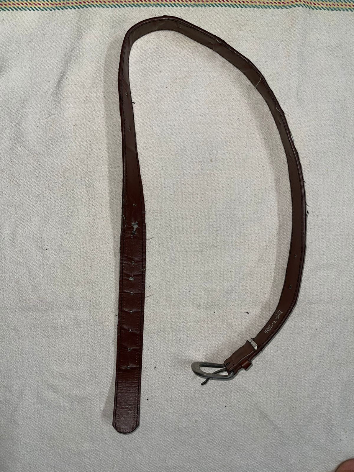 Vintage leather brown cowboy metal chromed belt