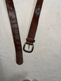 Vintage leather brown cowboy metal chromed belt
