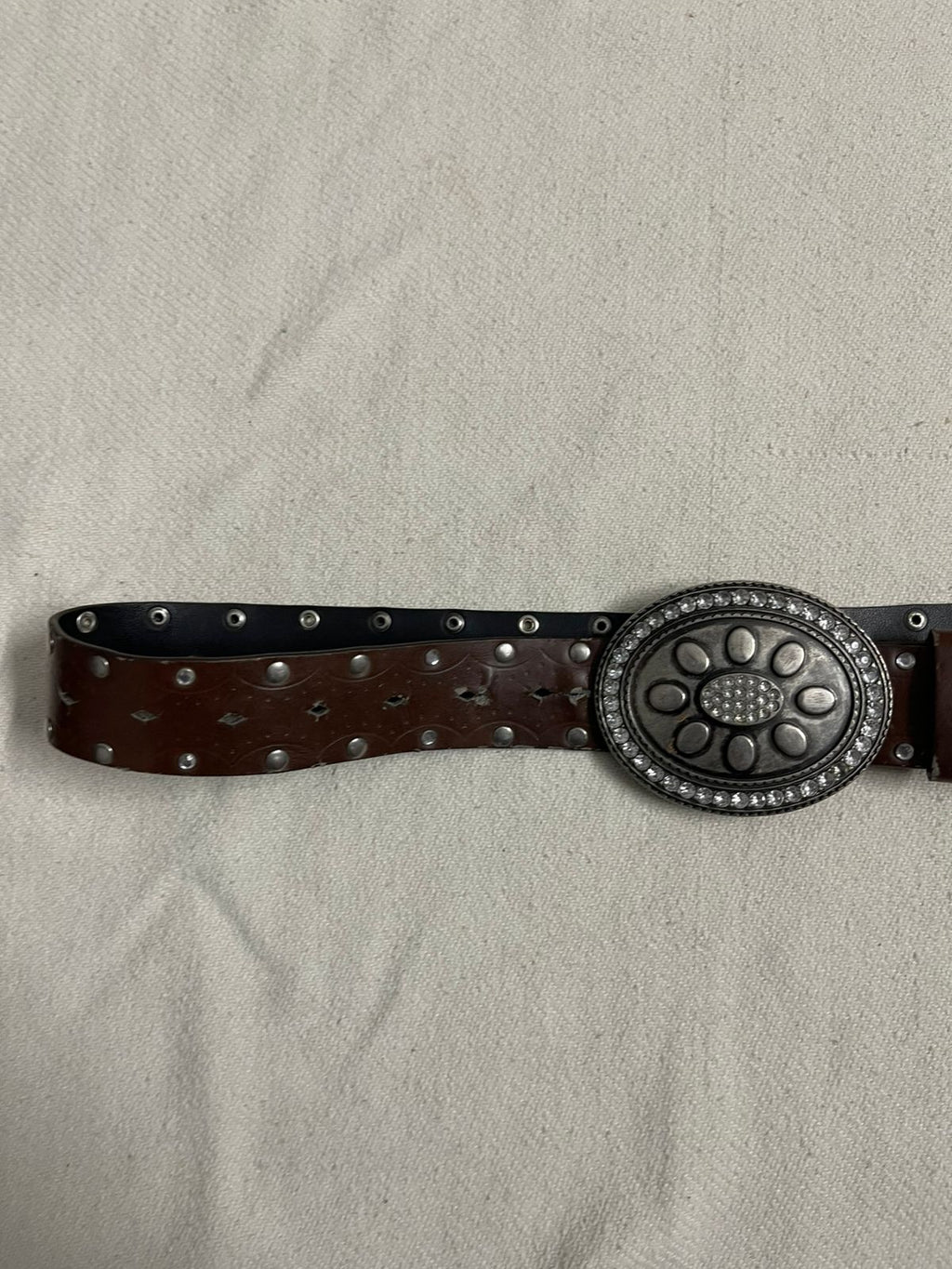 Extremely rare chromed y2k 1990s leather belt