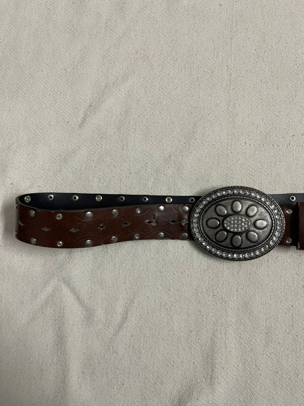 Extremely rare chromed y2k 1990s leather belt