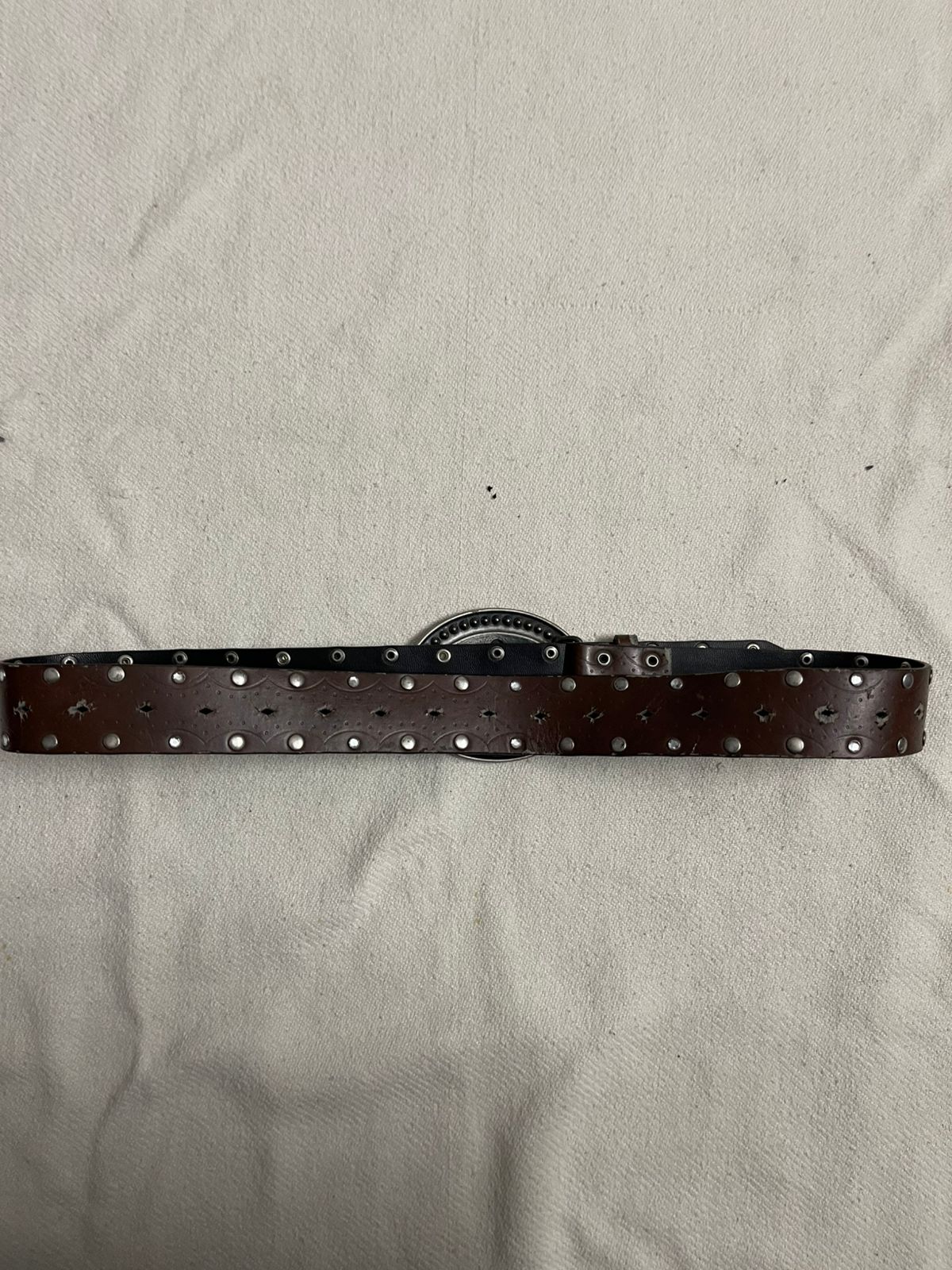Extremely rare chromed y2k 1990s leather belt