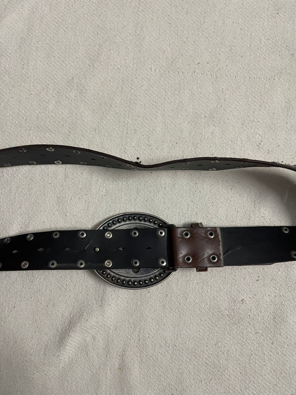 Extremely rare chromed y2k 1990s leather belt