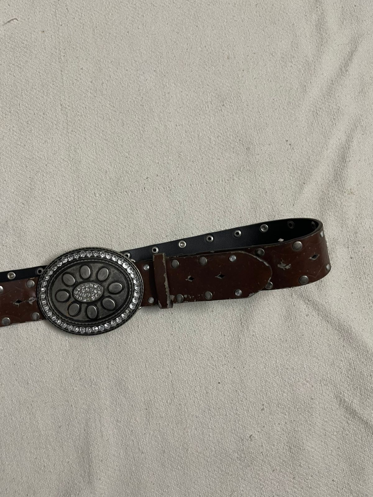 Extremely rare chromed y2k 1990s leather belt