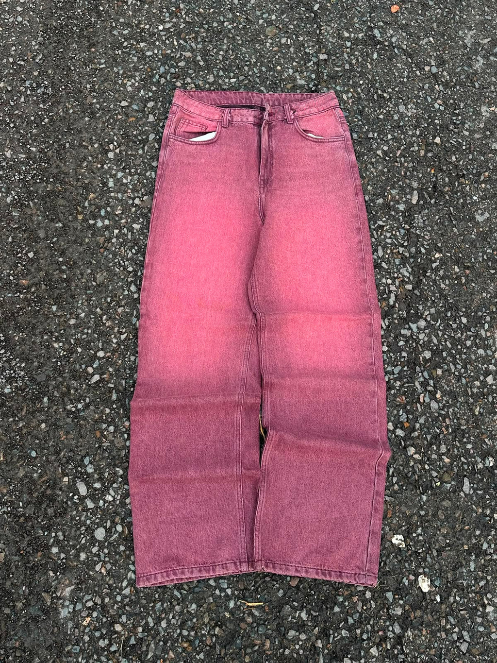 Vintage wined red washed baggy wide leg denim(rare)