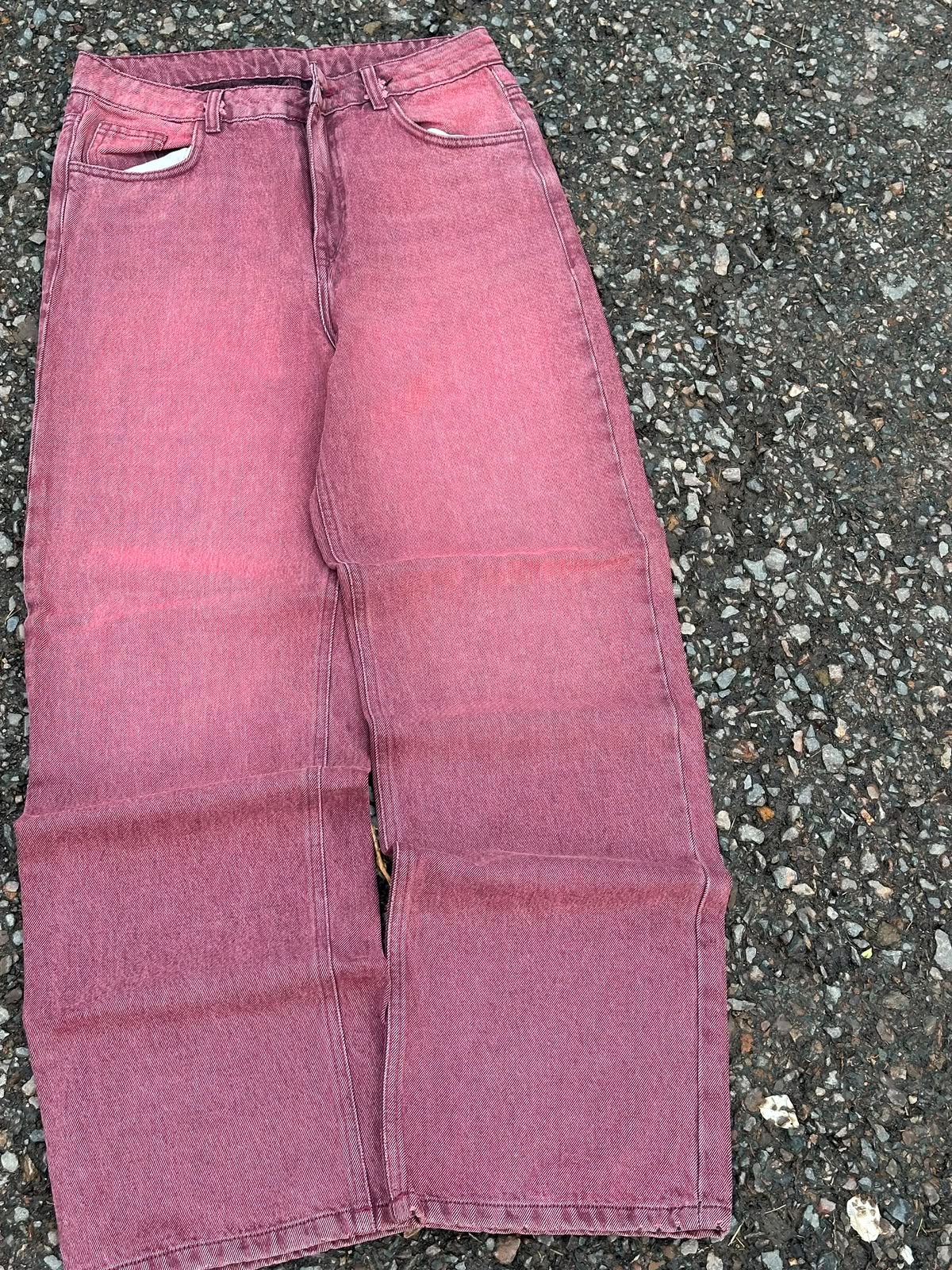 Vintage wined red washed baggy wide leg denim(rare)