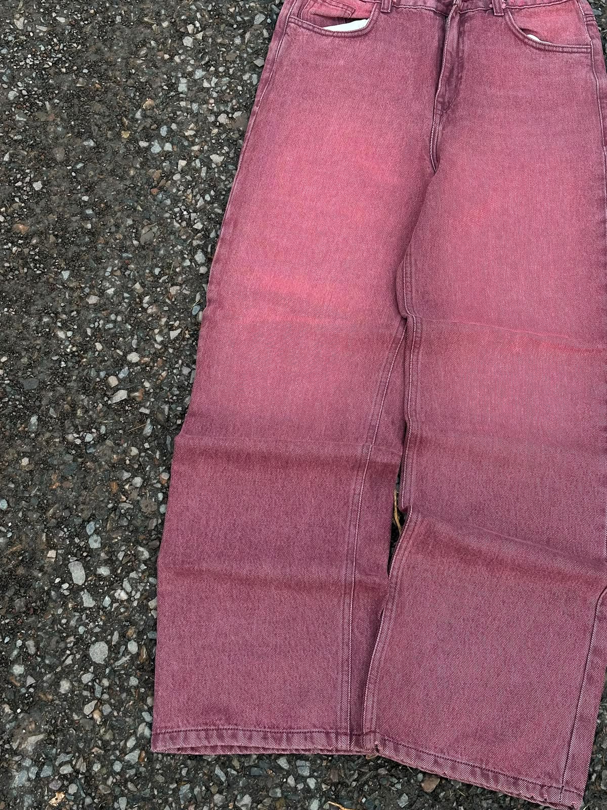 Vintage wined red washed baggy wide leg denim(rare)