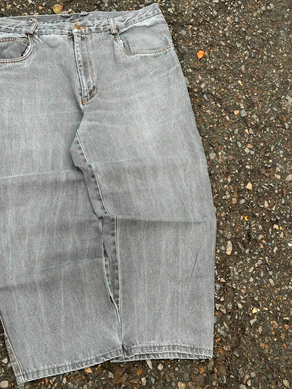 Vintage grey washed baggy denim