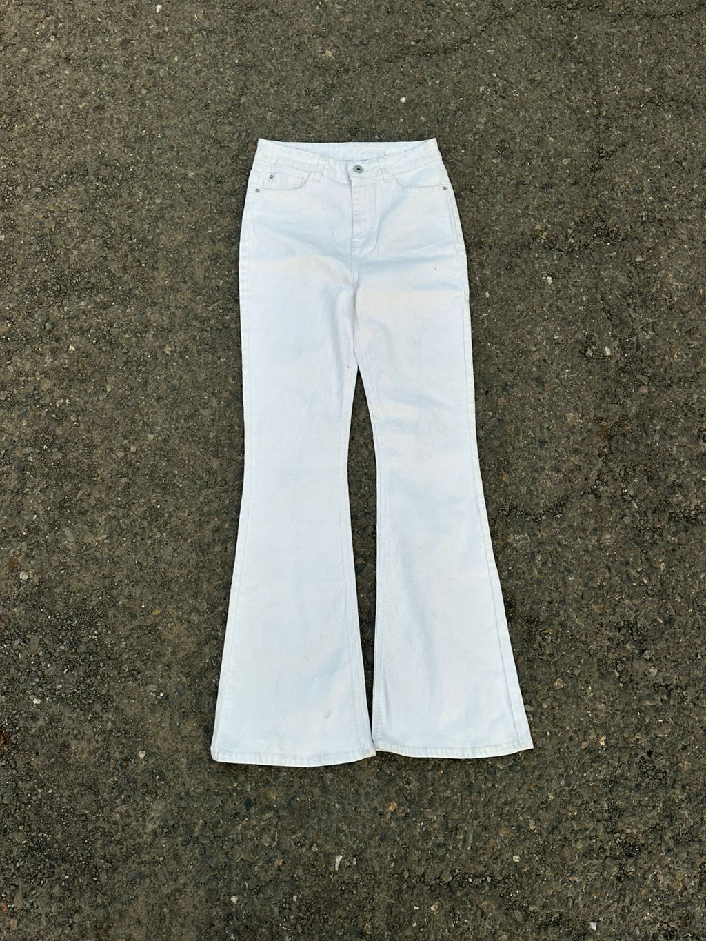 Cream flared jeans