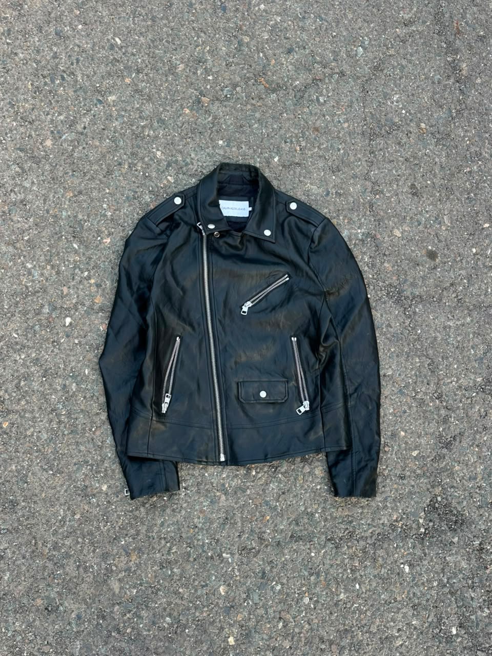 Ck faux leather racing jacket