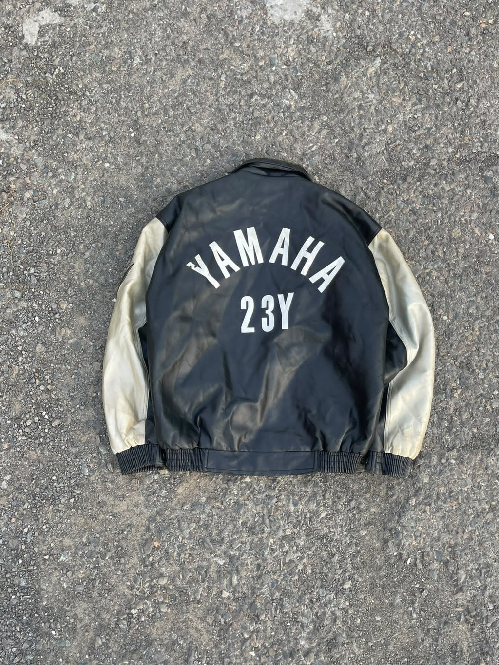 Vintage audeli by yamaha 1992 racing faux leather jacket🤤