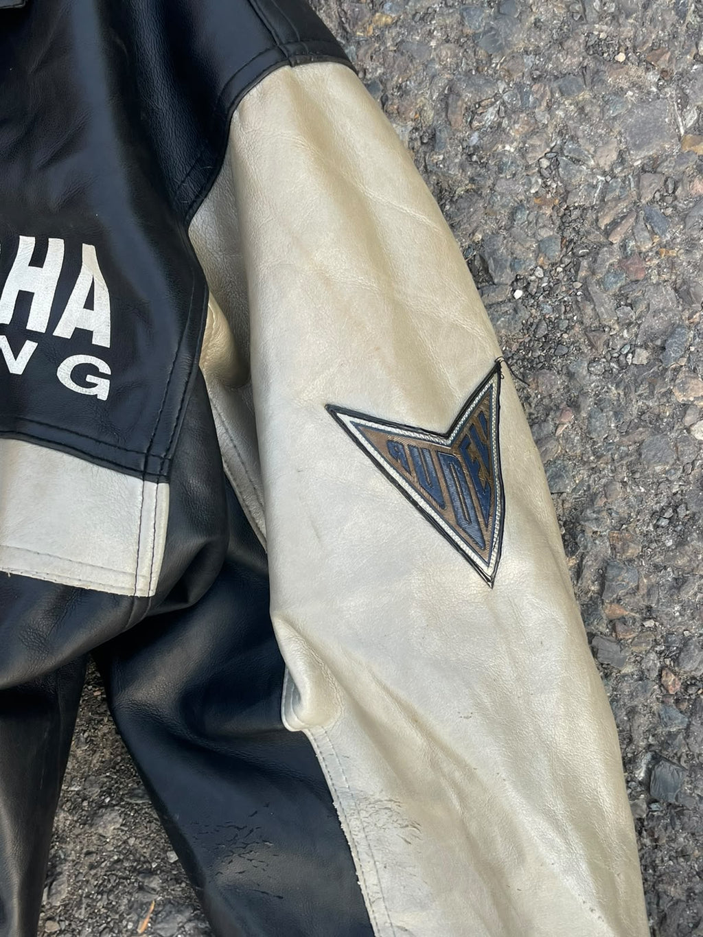 Vintage audeli by yamaha 1992 racing faux leather jacket🤤