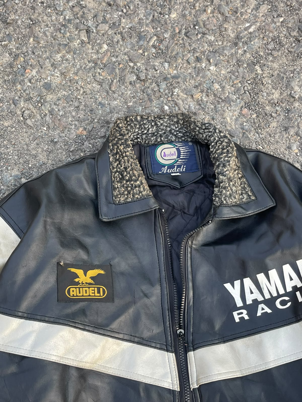 Vintage audeli by yamaha 1992 racing faux leather jacket🤤