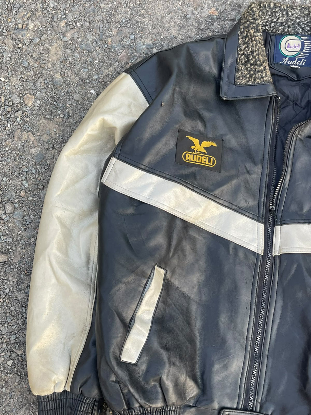 Vintage audeli by yamaha 1992 racing faux leather jacket🤤