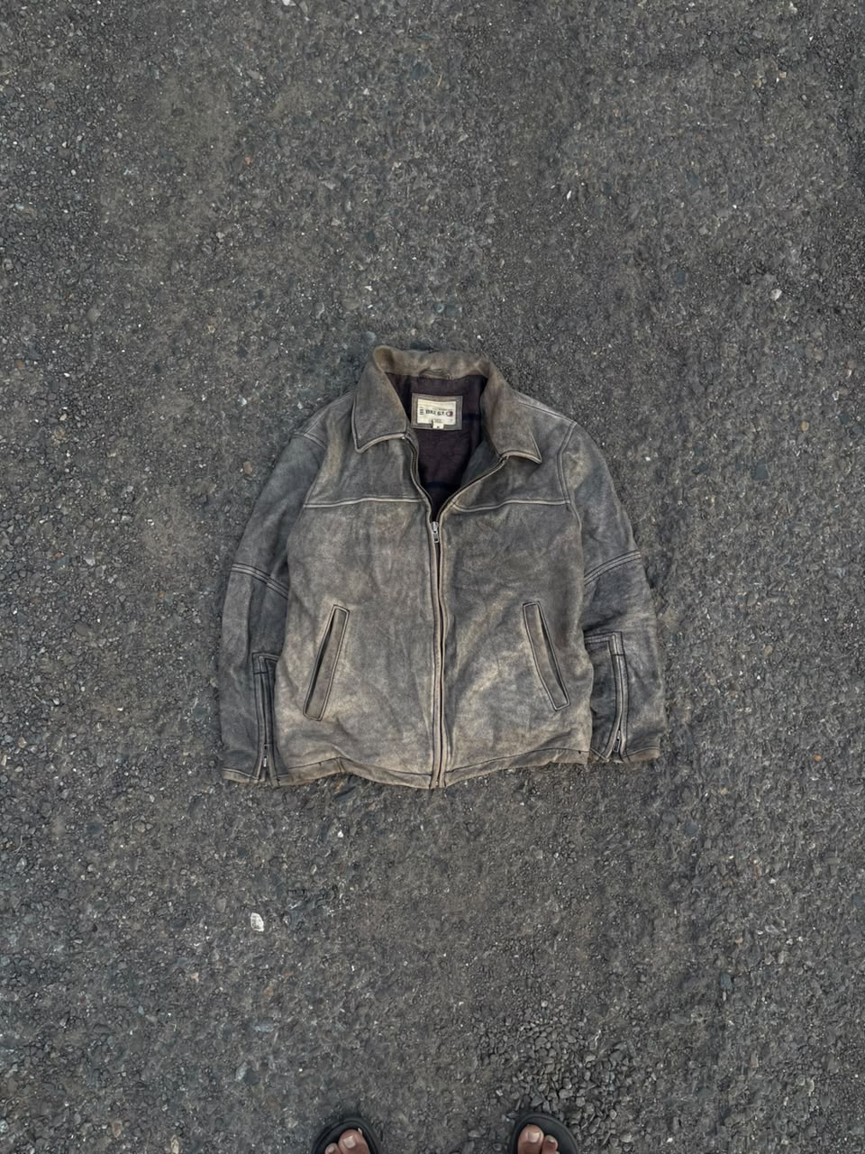 Vintage bke 2000s rarest washed leather jacket