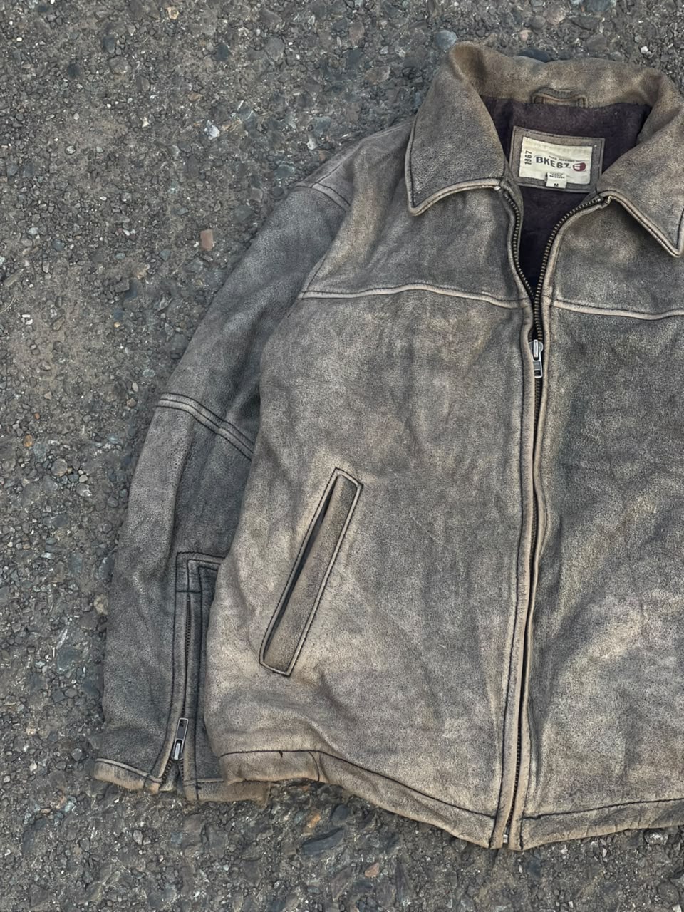 Vintage bke 2000s rarest washed leather jacket