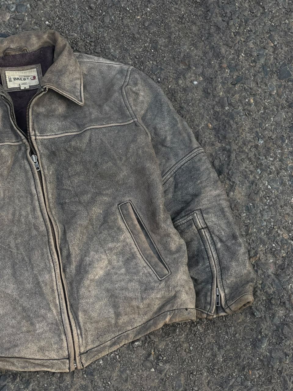 Vintage bke 2000s rarest washed leather jacket