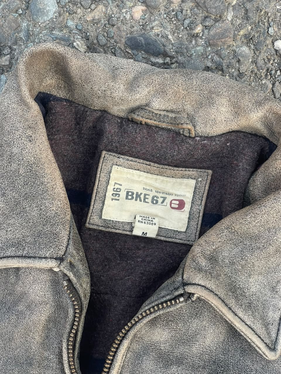 Vintage bke 2000s rarest washed leather jacket