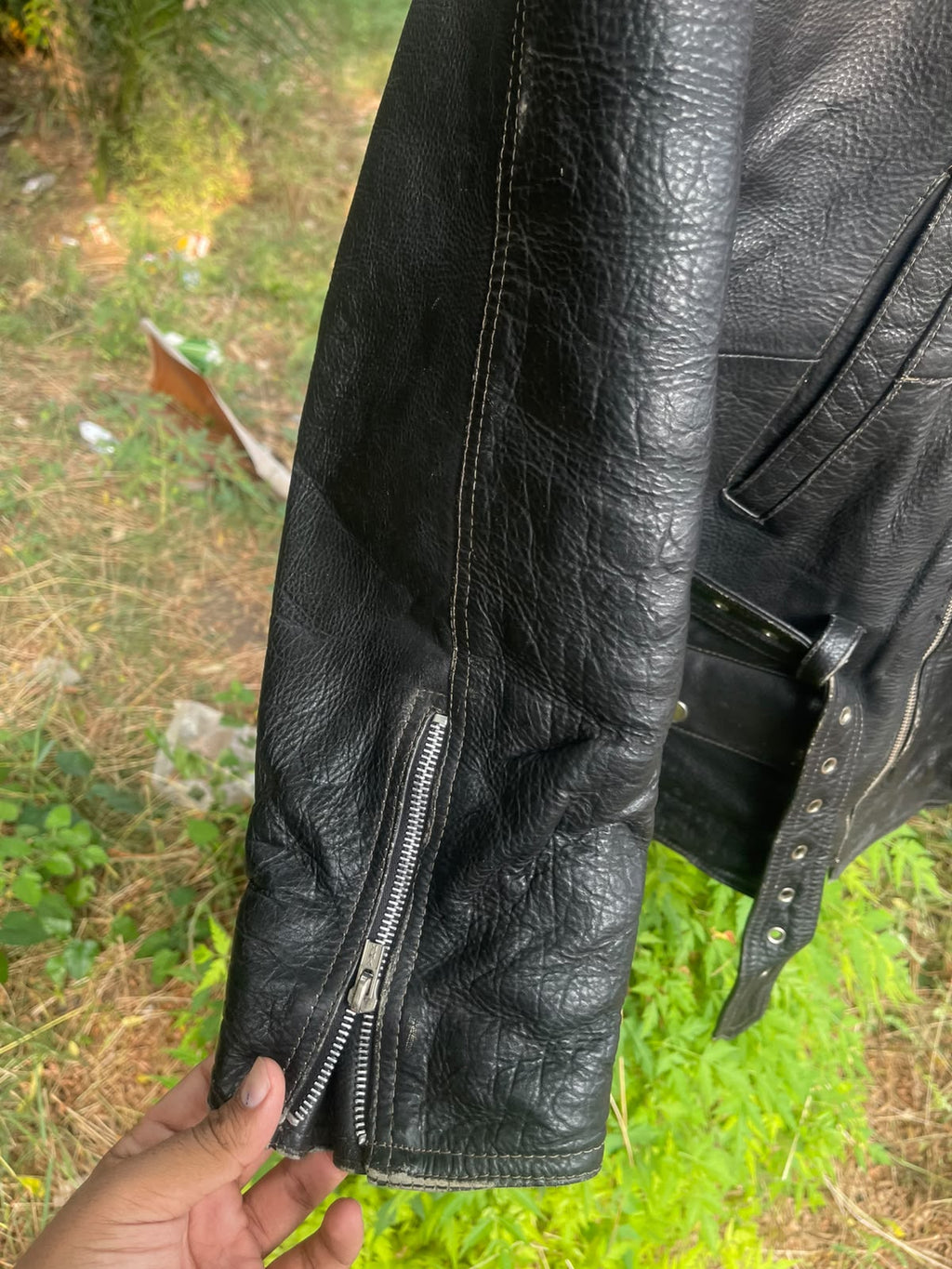 Vintage 90s racing genuine grain leather jacket