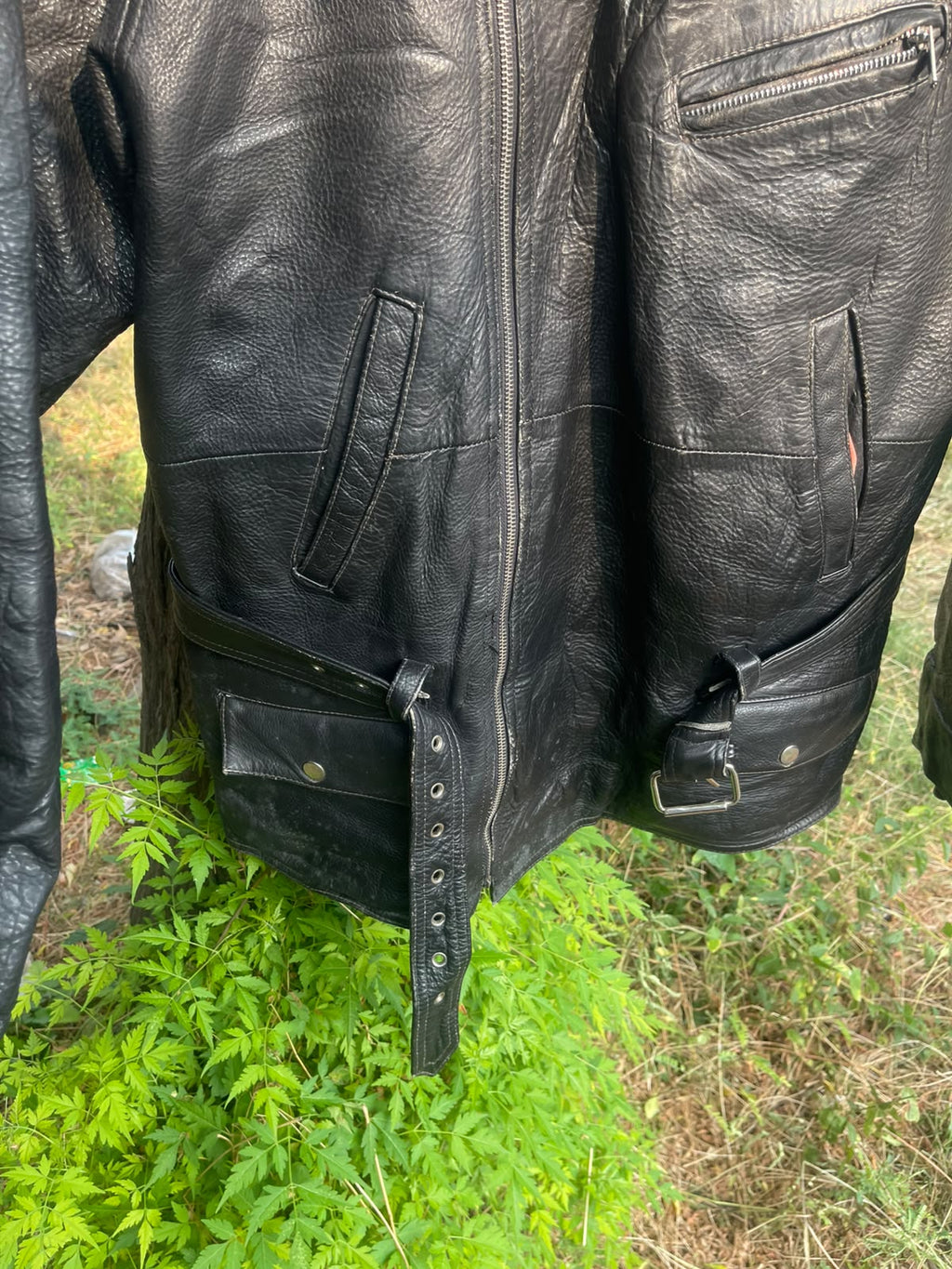 Vintage 90s racing genuine grain leather jacket