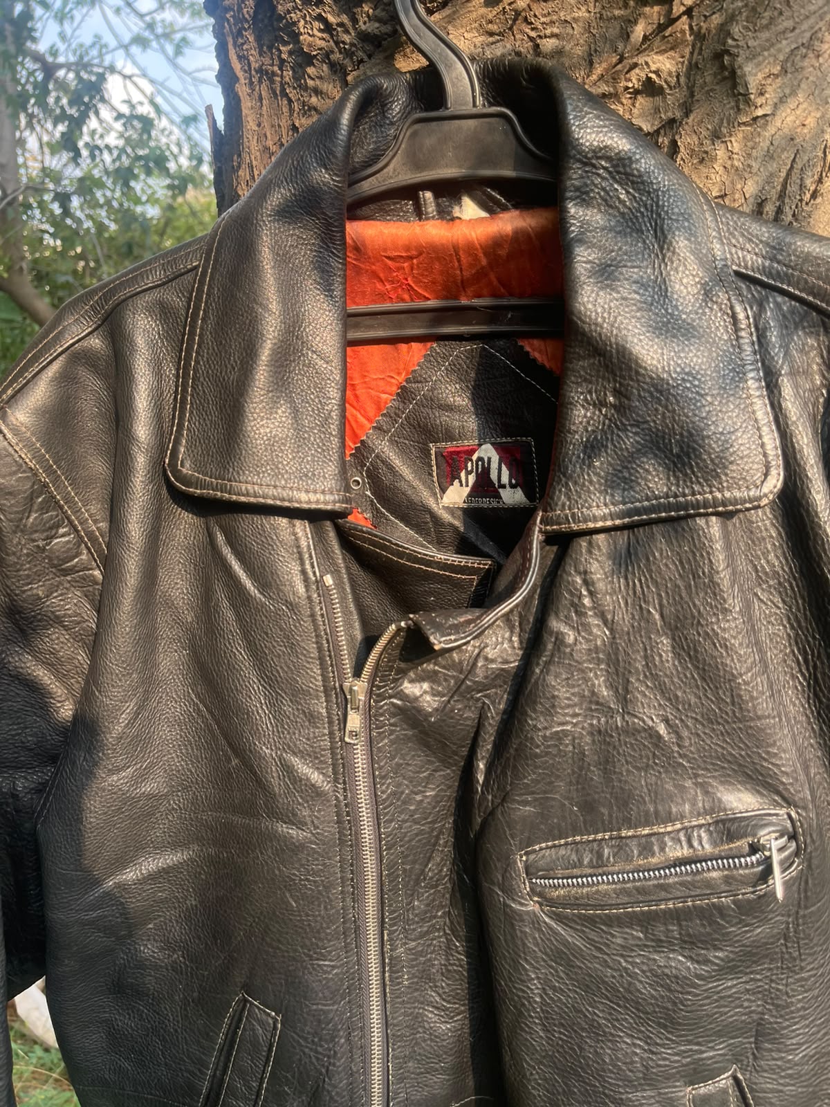 Vintage 90s racing genuine grain leather jacket