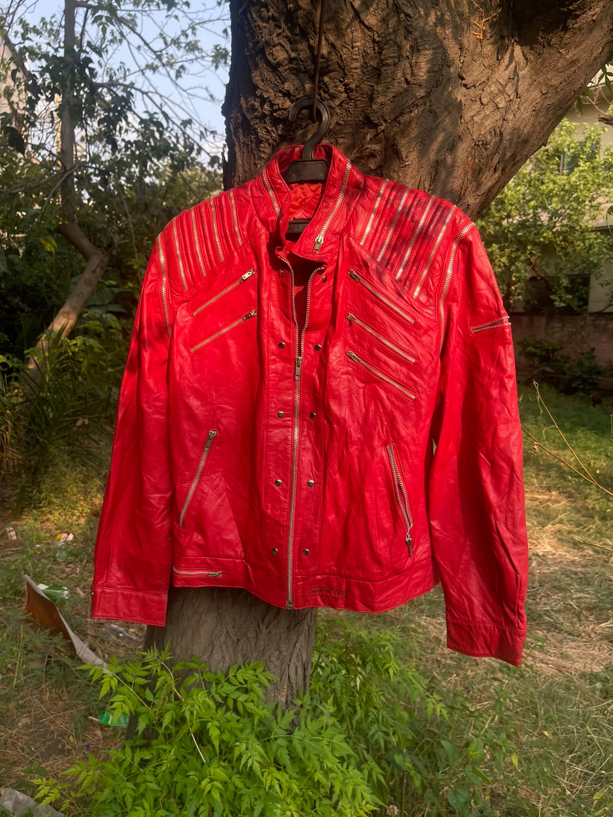 Genuine leather cherry red rare leather vintage jacket