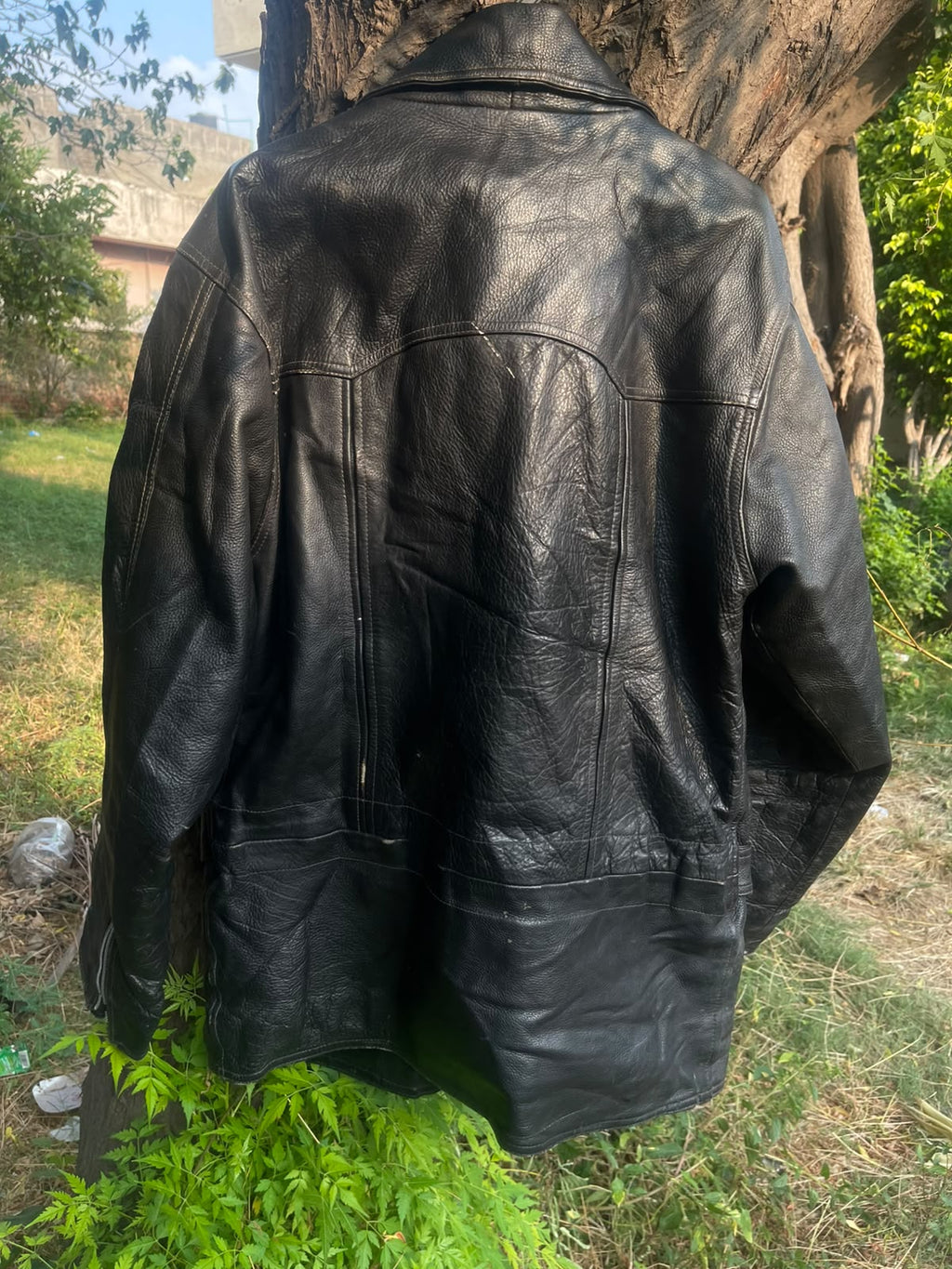 Vintage 90s racing genuine grain leather jacket