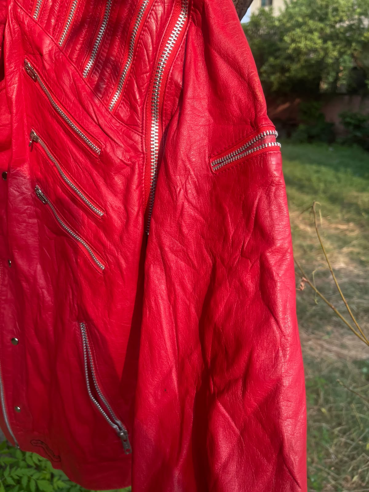 Genuine leather cherry red rare leather vintage jacket