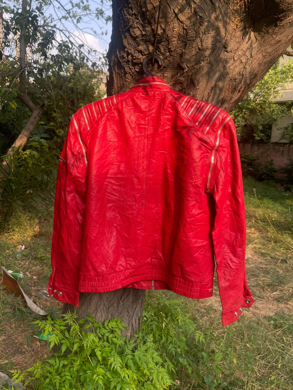 Genuine leather cherry red rare leather vintage jacket