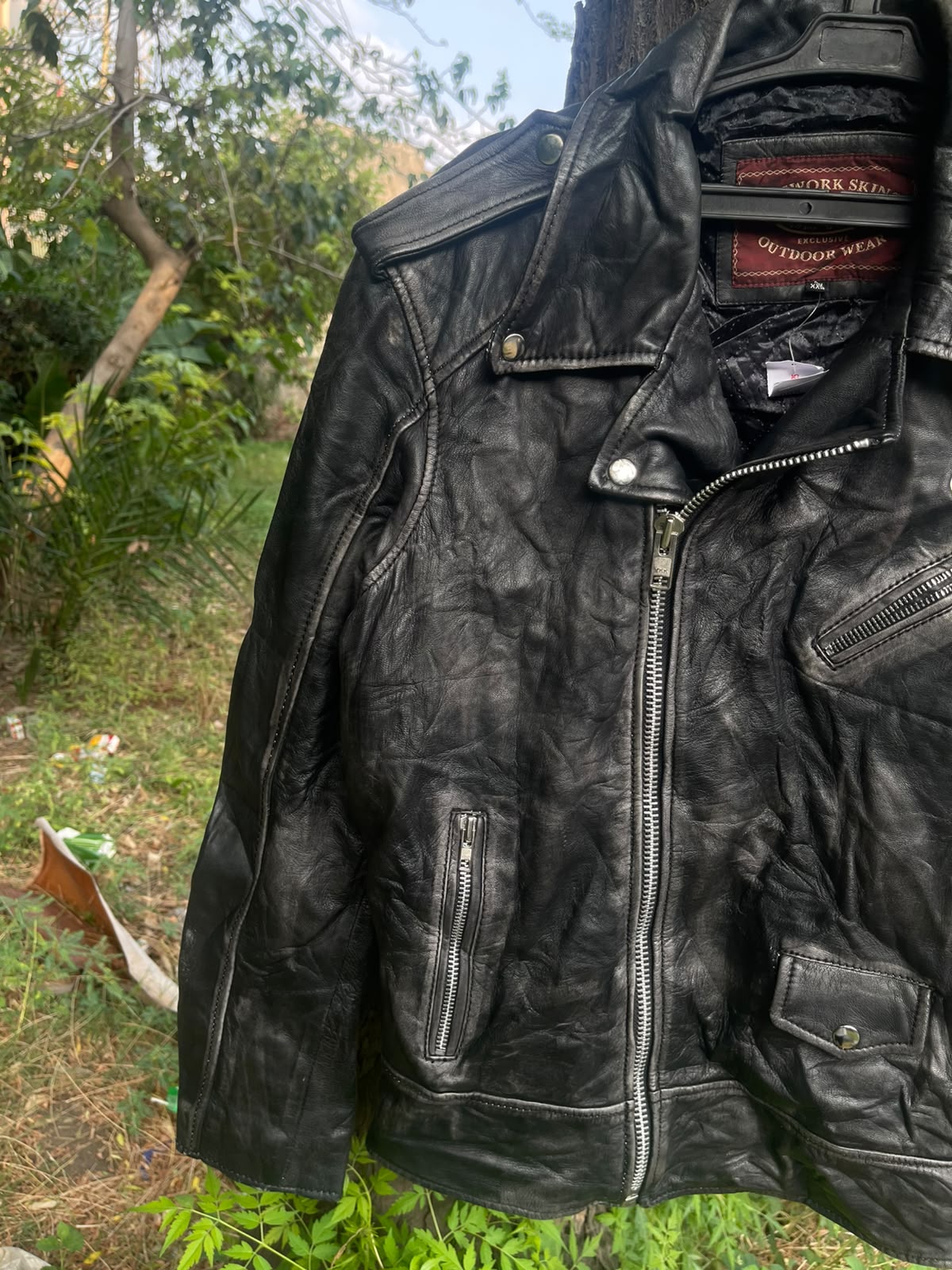 True d90s vintage network skins genuine washed leather jacket(so so rare)
