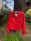 Vintage thin genuine leather cherry red rare fitted jacket