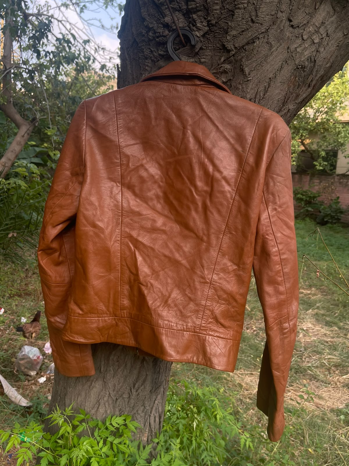 Zara brown fitted faux leather jacket