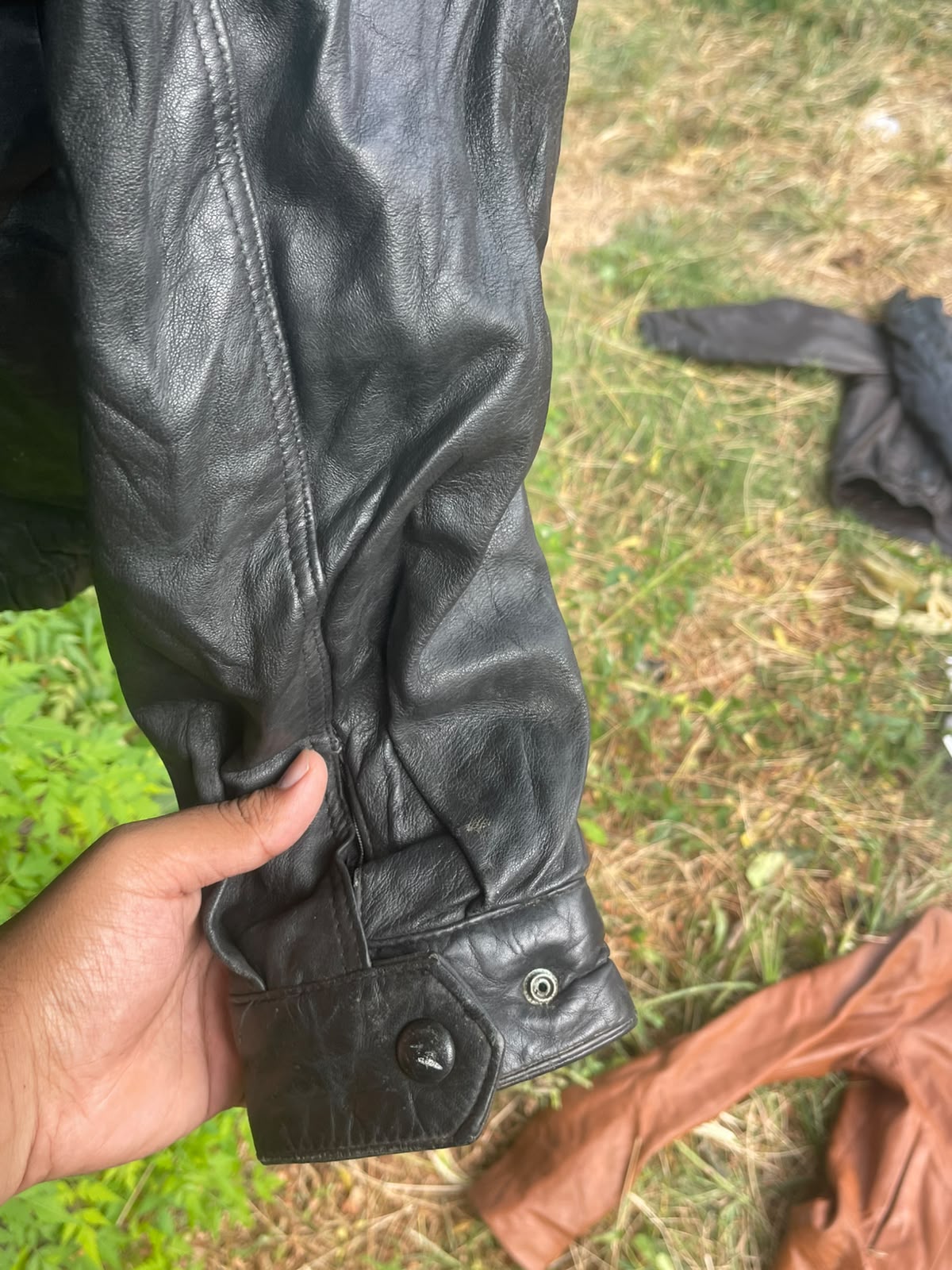 Vintage heavyweight genuine leather black jacket