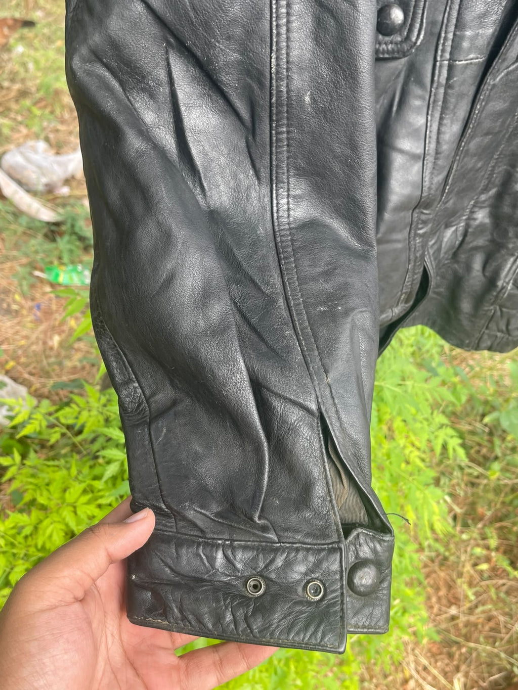 Vintage heavyweight genuine leather black jacket