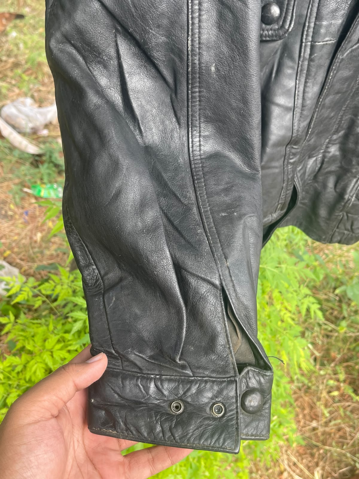 Vintage heavyweight genuine leather black jacket