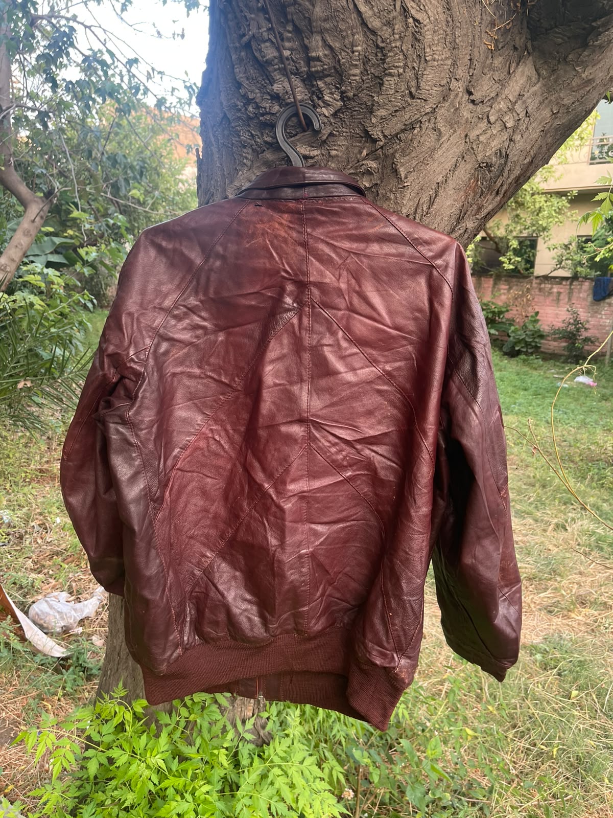 Extremely rare genuine grain leather BURGUNDY jacket