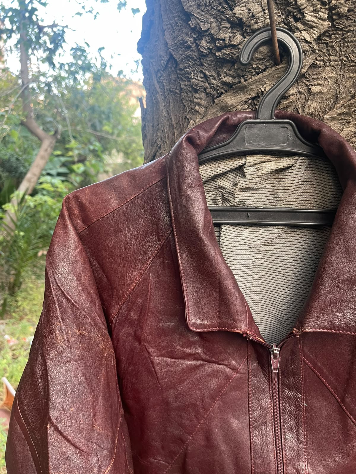 Extremely rare genuine grain leather BURGUNDY jacket