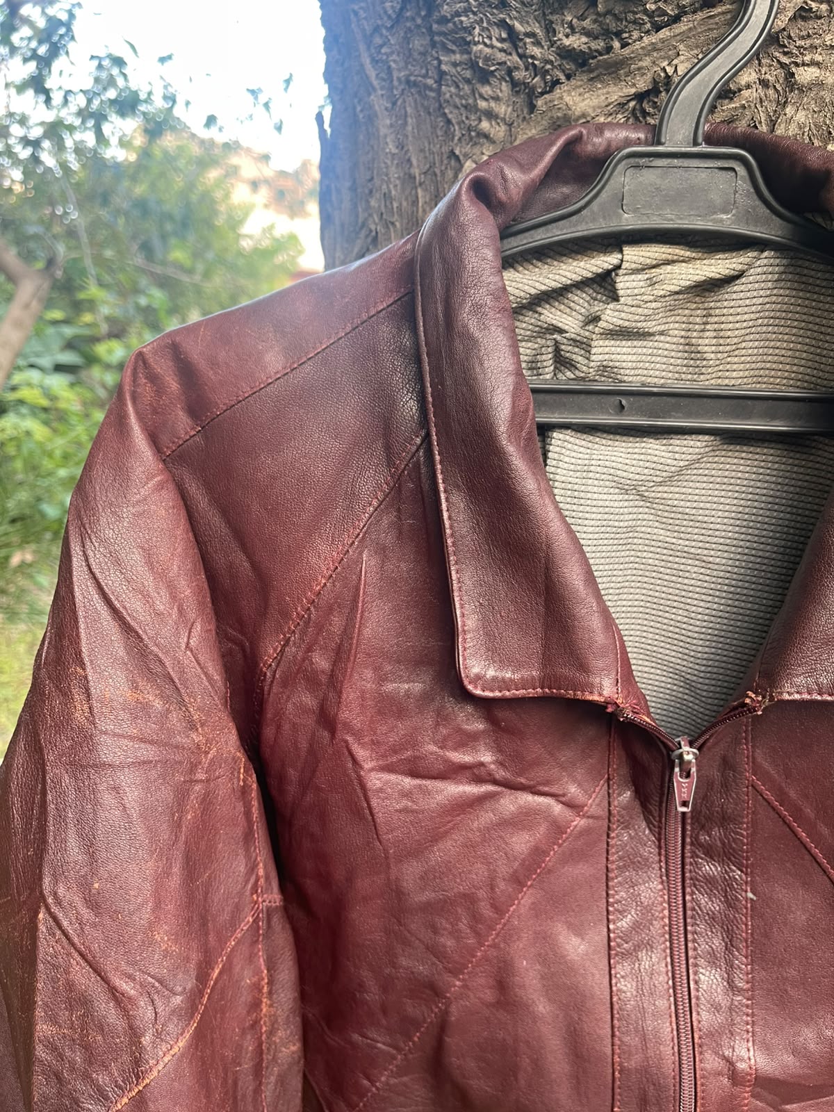 Extremely rare genuine grain leather BURGUNDY jacket