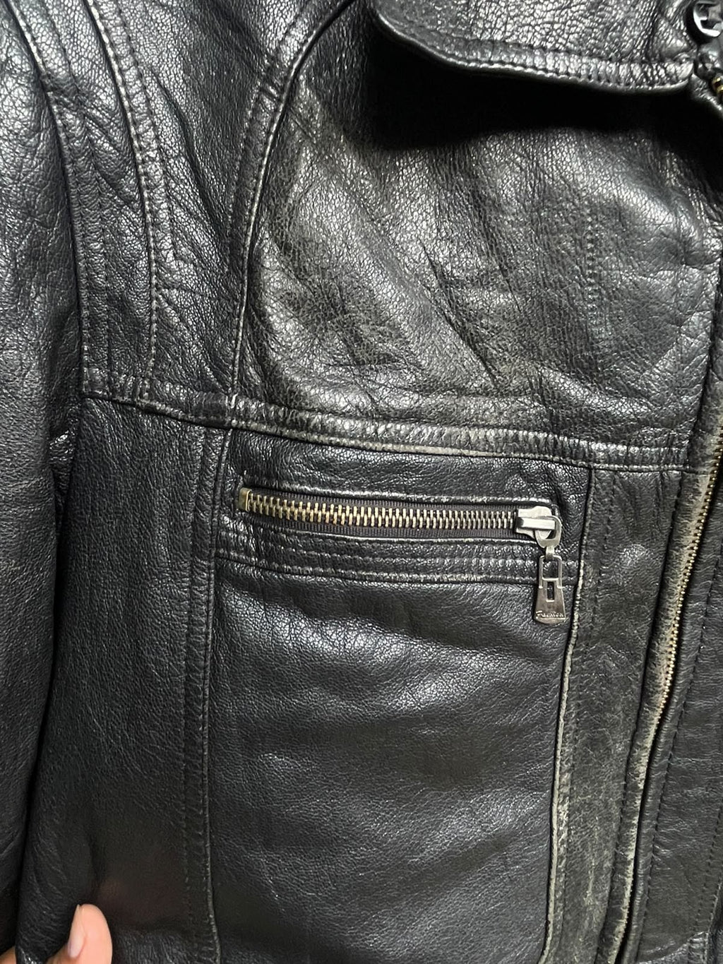 Full grain heavy genuine leather vtg jacket